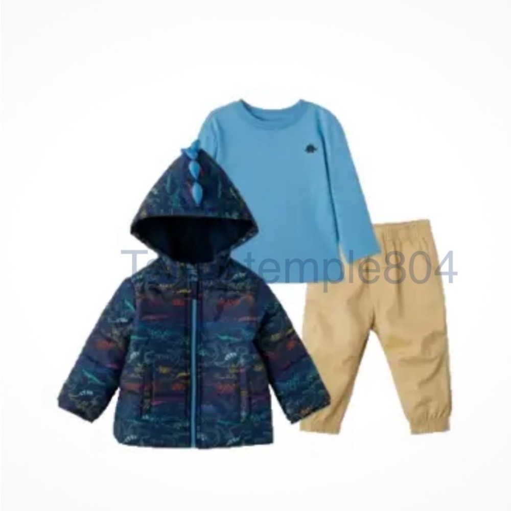 Kids Little Me 3 Piece Boys Set Dinosaur Jacket 12 Month